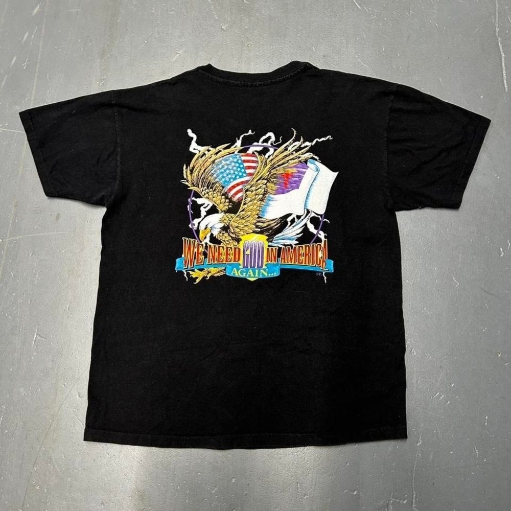 Vintage 90s We need God back in America graphic tee shirt tshirt Single stitch